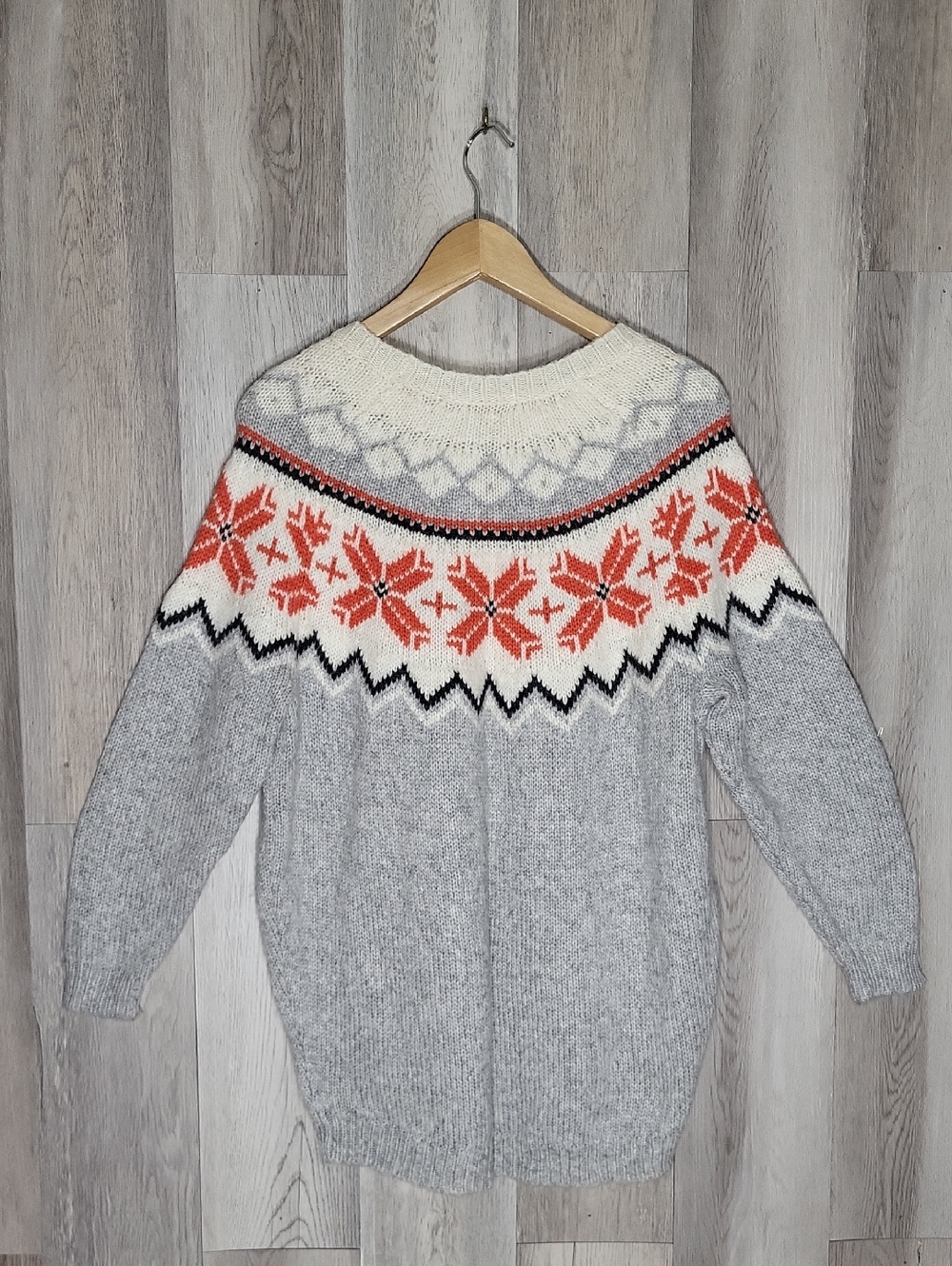 Aerie Wool Alpaca Blend Fair Isle Sweater Oversized Nordic Ski Soft‎ Womens M - Picture 6 of 8